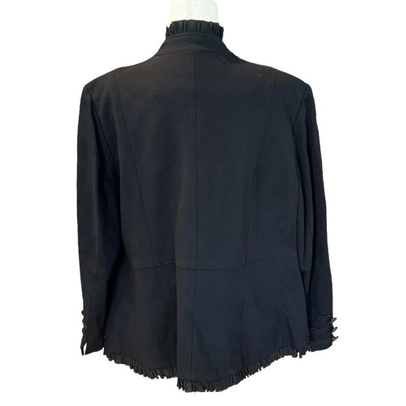 Chicos Military Ponte BlazerJacket Ruffle Trim Buttons Black  XL (Chicos 3) - Picture 2 of 14